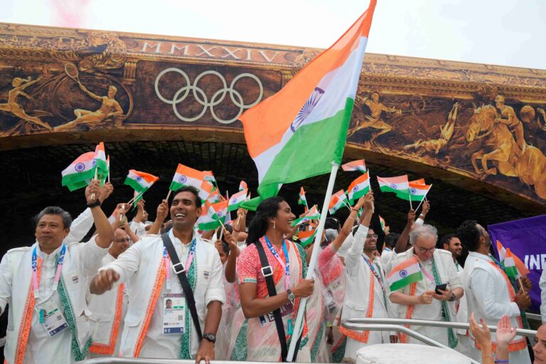 Tasva's Ceremonial Wear Shines at the Paris Olympics' 2024 Opening Ceremony