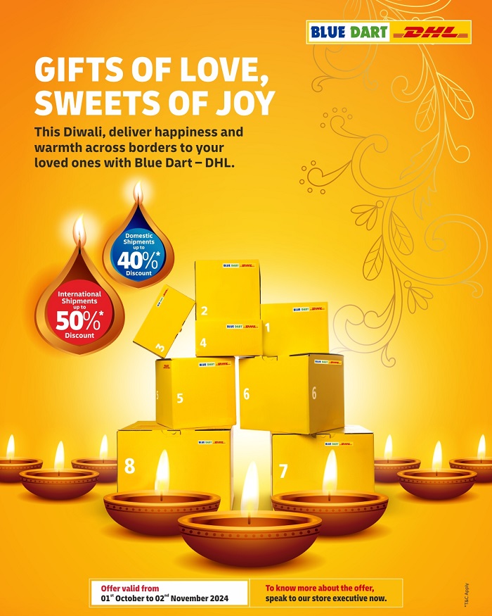 Blue Dart's 'Diwali Express' Brings Exclusive Discounts for Domestic and International Gift Shipments