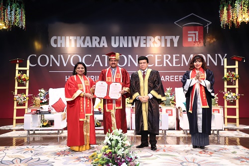 Thumbay Moideen, Founder President of Thumbay Group, Honoured with Honorary PhD Degree at Chitkara University