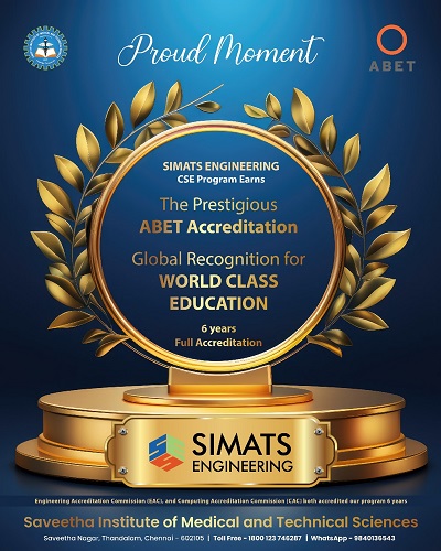 SIMATS Engineering's CSE Program Earns Prestigious ABET Accreditation