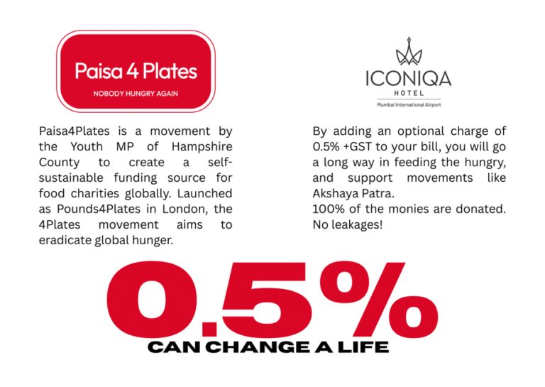 Royal Orchid Hotels and Mumbai's Newest Lifestyle Hotel, ICONIQA, Partners with Paisa4Plates to Launch Innovative Charitable Initiative