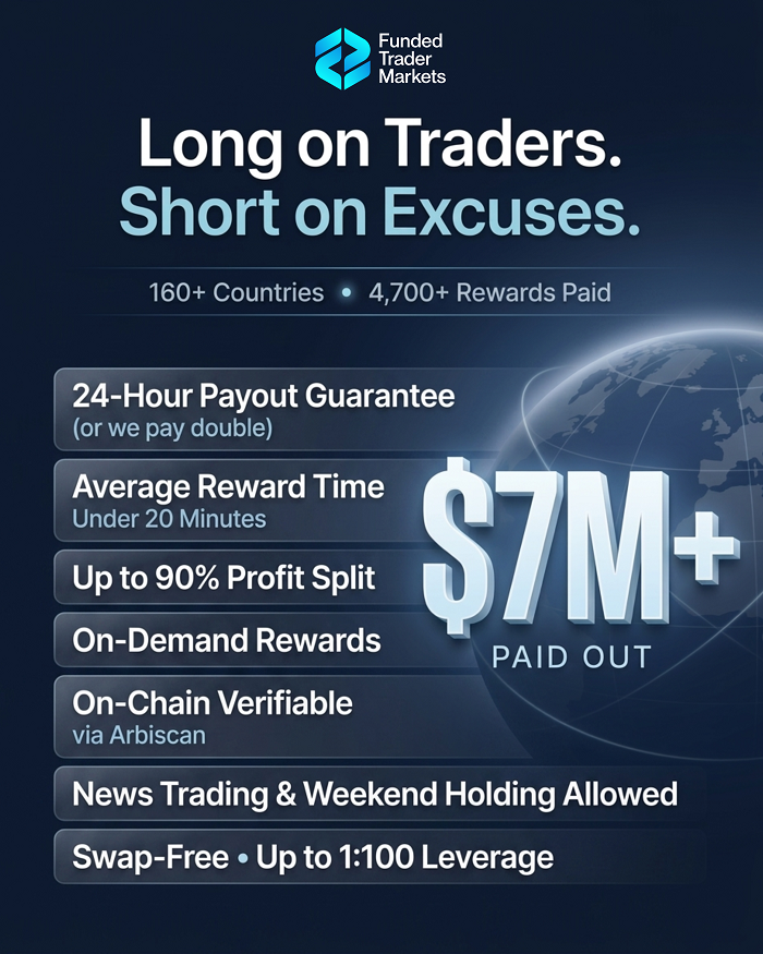 Funded Trader Markets Passes USD 7.4 Million in Trader Rewards With Every Payout in a Public Ledger